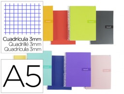 Cuaderno espiral Liderpapel Crafty A5 tapa extradura 80h 90g c/3mm. colores surtidos